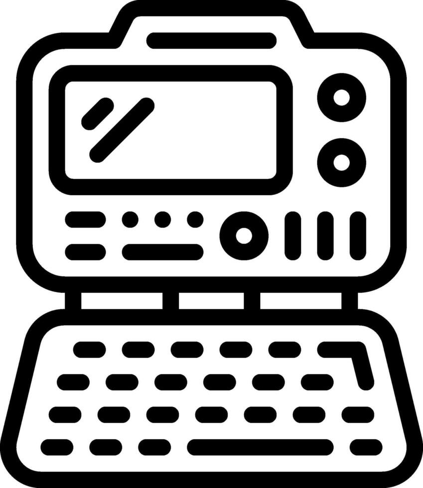 A laptop computer with a keyboard and monitor vector