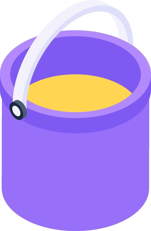 A purple bucket with yellow liquid inside vector