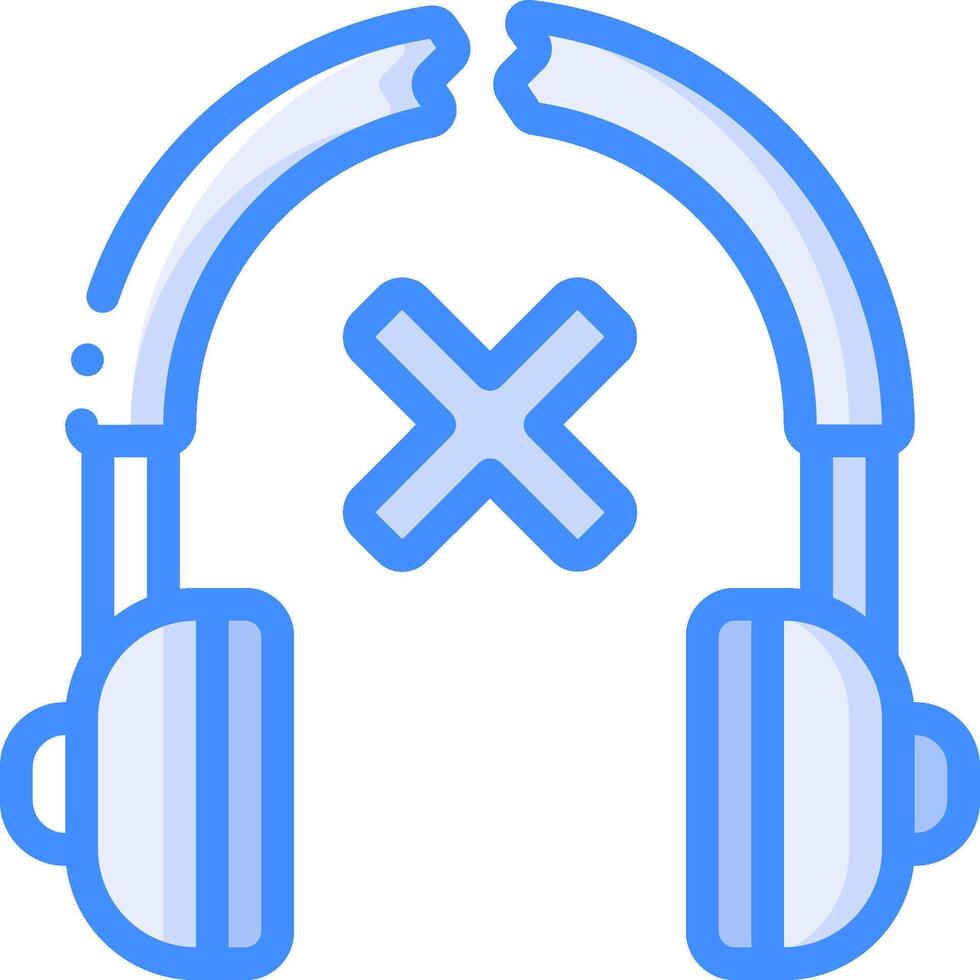 Headphones icon with x and cross vector