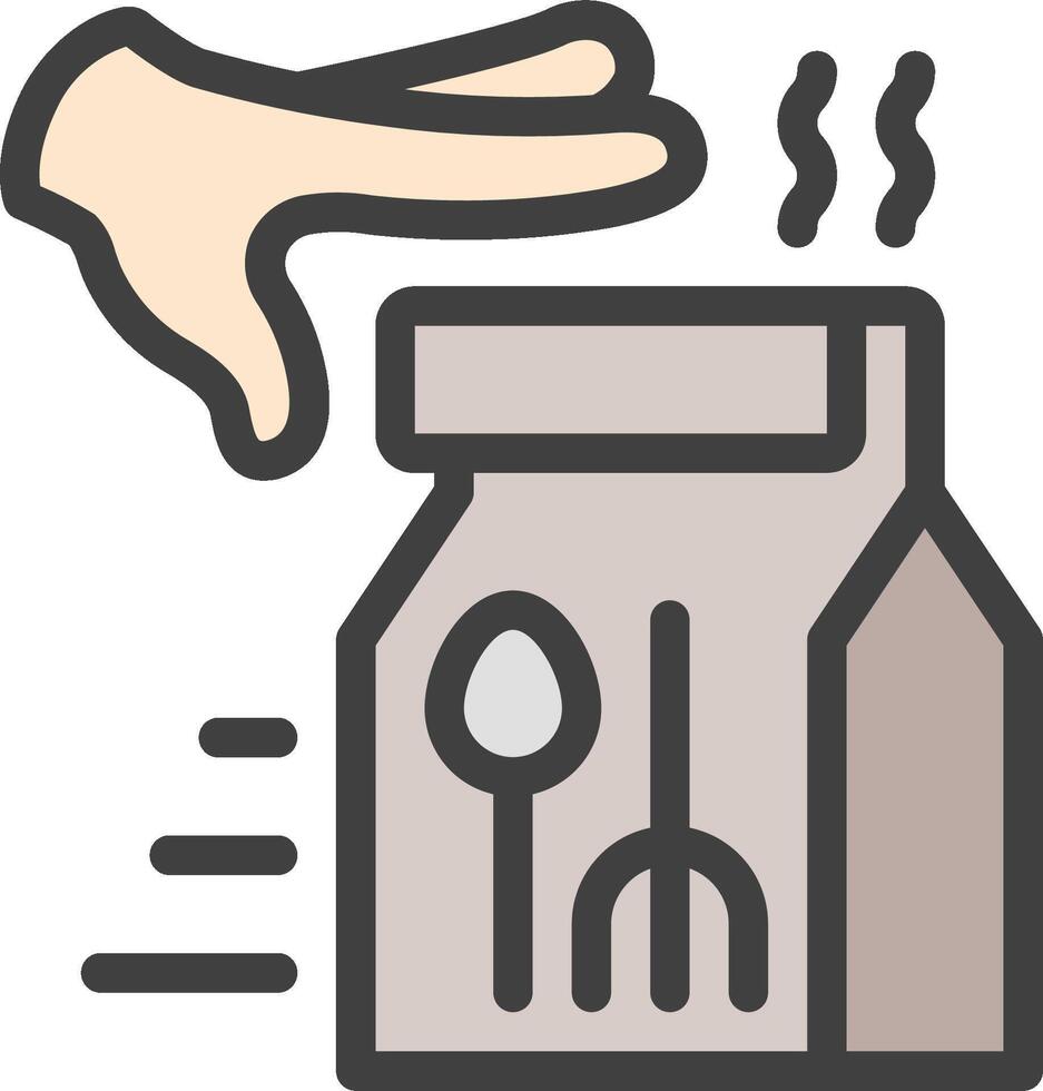 A hand is holding a box of cereal and a spoon vector