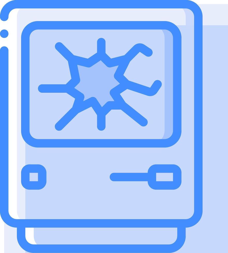 A computer screen with a broken window vector