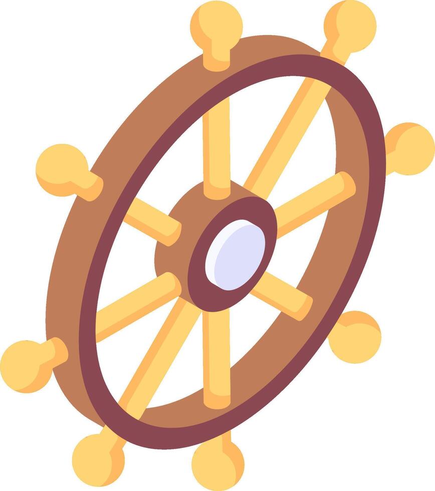 A ship wheel icon in cartoon style vector