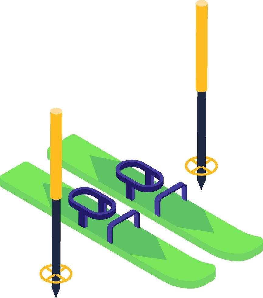 A pair of skis and poles with poles vector