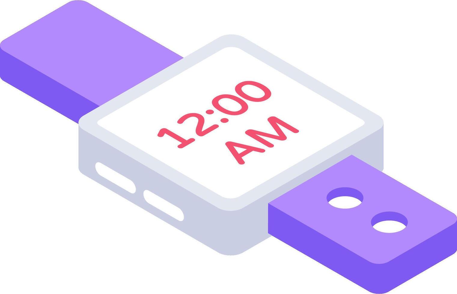 A purple watch with the time 12 am on it vector