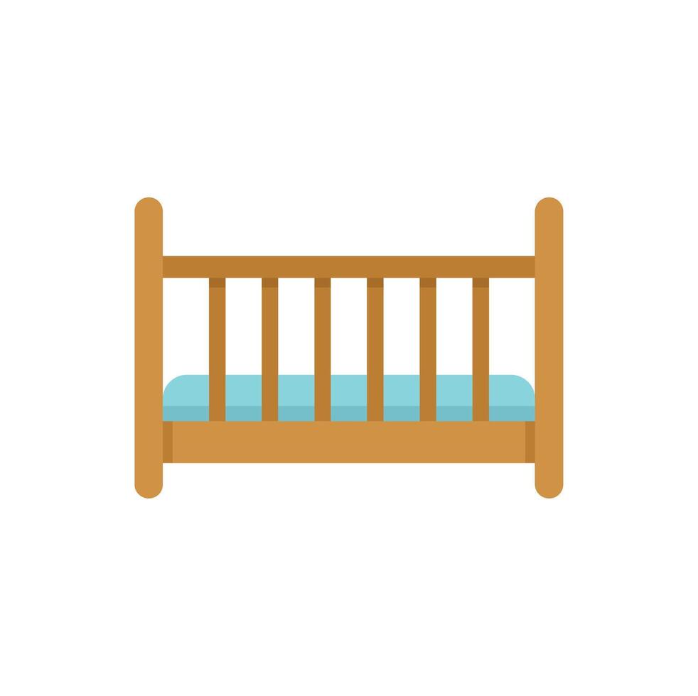 Wooden baby crib with mattress for toddler sleeping vector