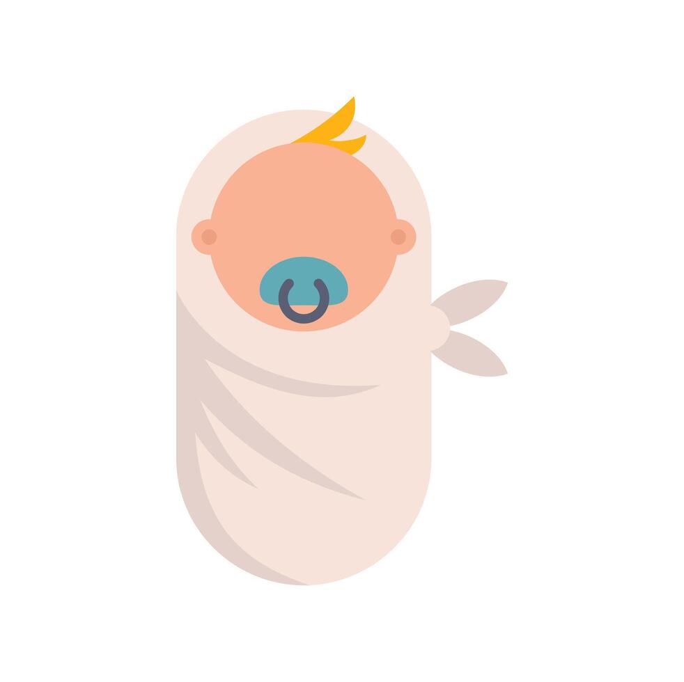 Baby boy wrapped in blanket with pacifier sucking his thumb vector