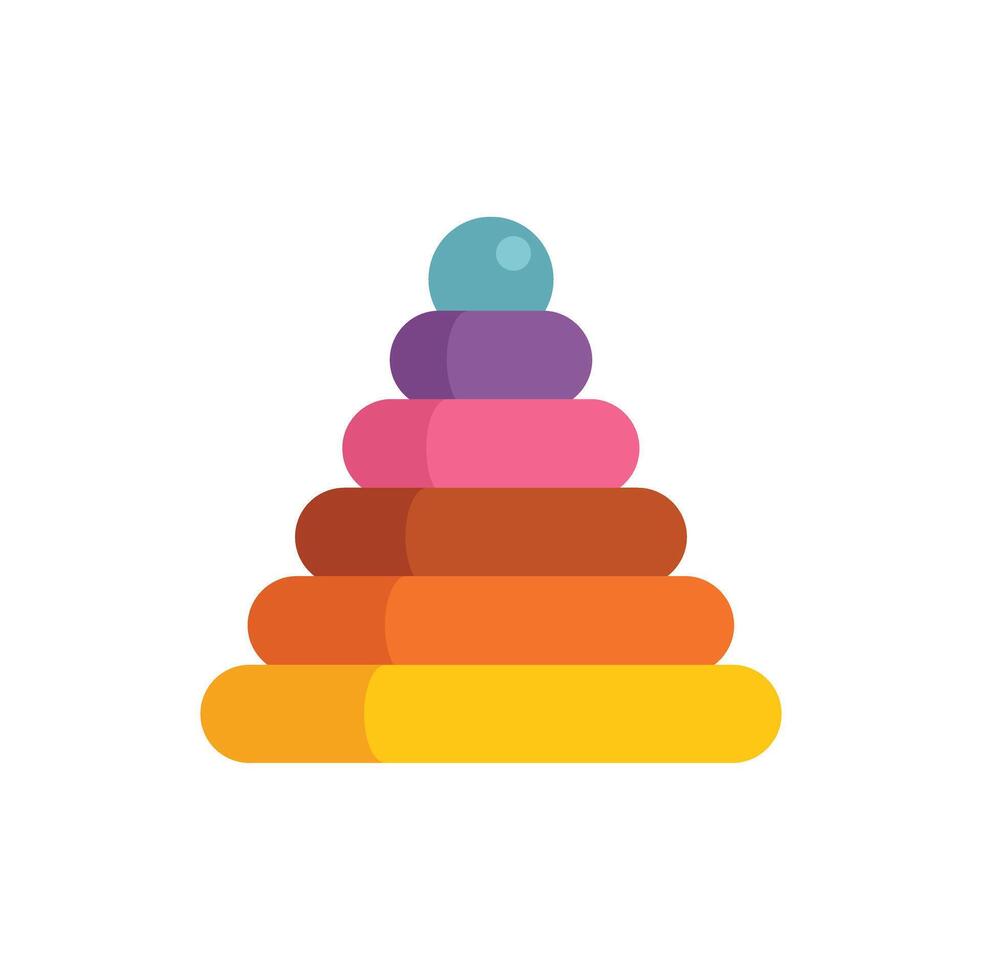 Colorful pyramid toy stacking rings on white background vector