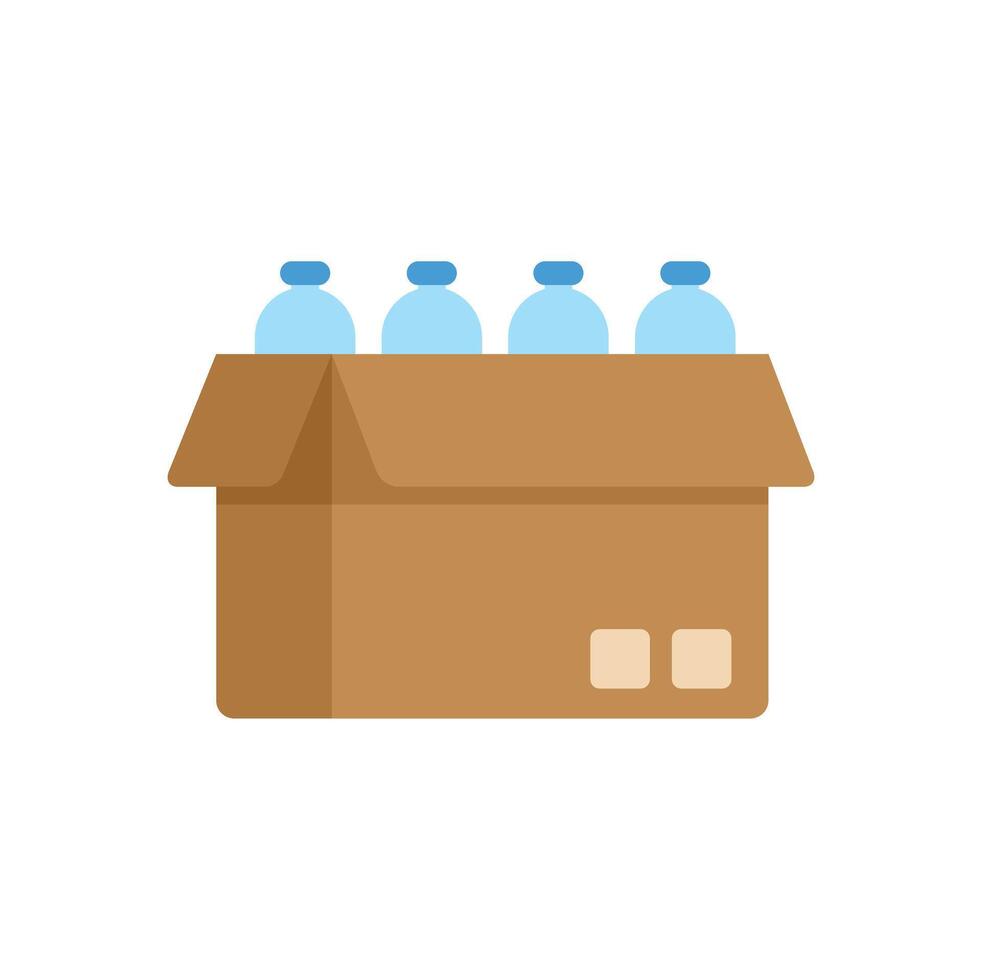 Cardboard box containing water bottles for delivery vector