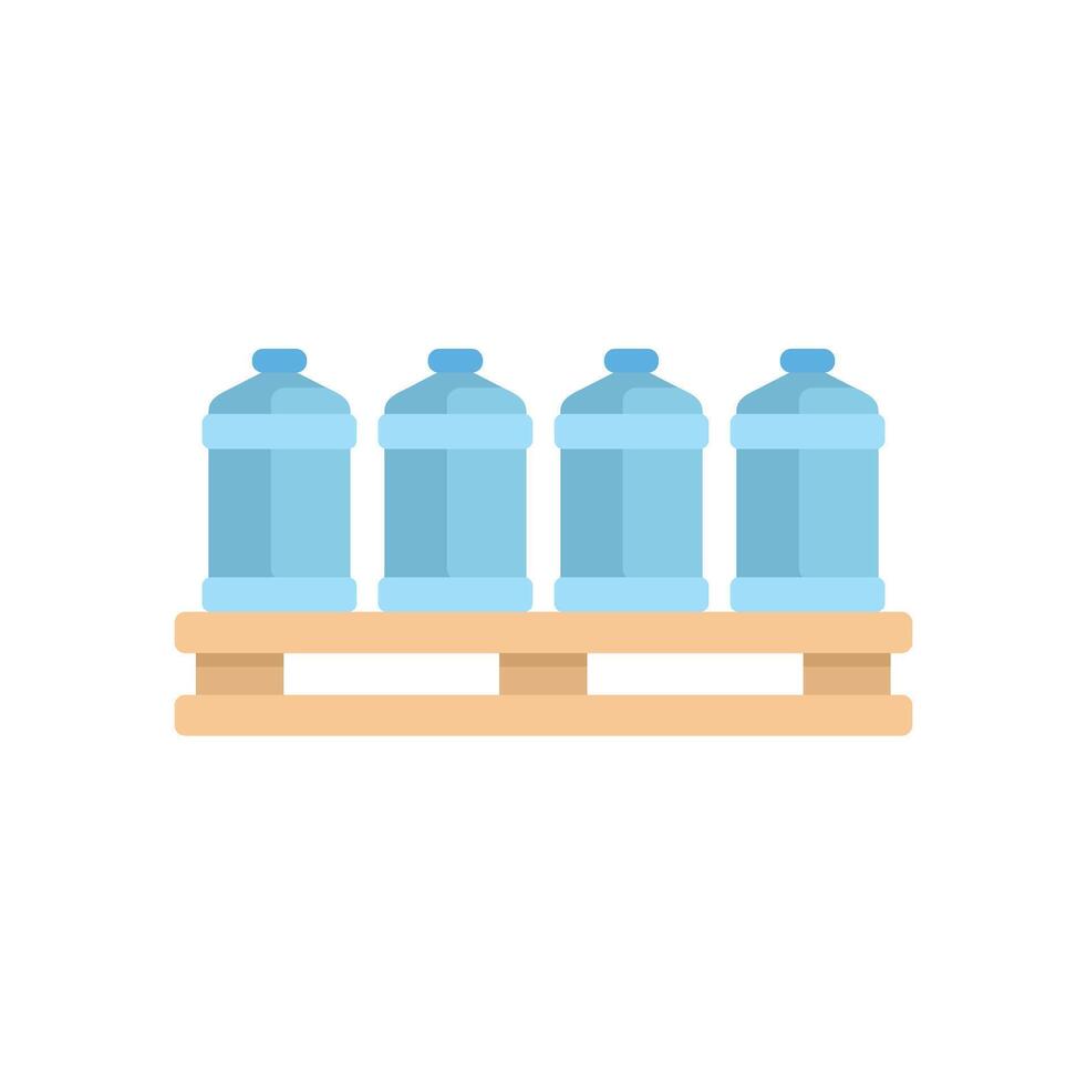 Water bottles standing on wooden pallet in row vector