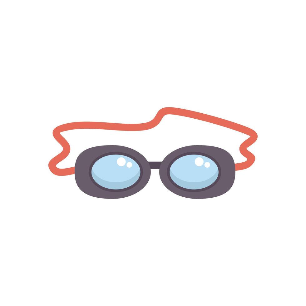 Swimming goggles with red strap lying on white background vector