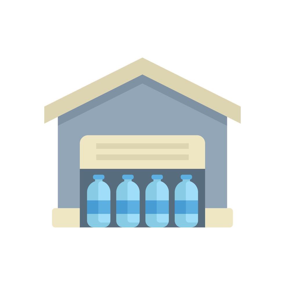 Warehouse storing water bottles for delivery and distribution vector