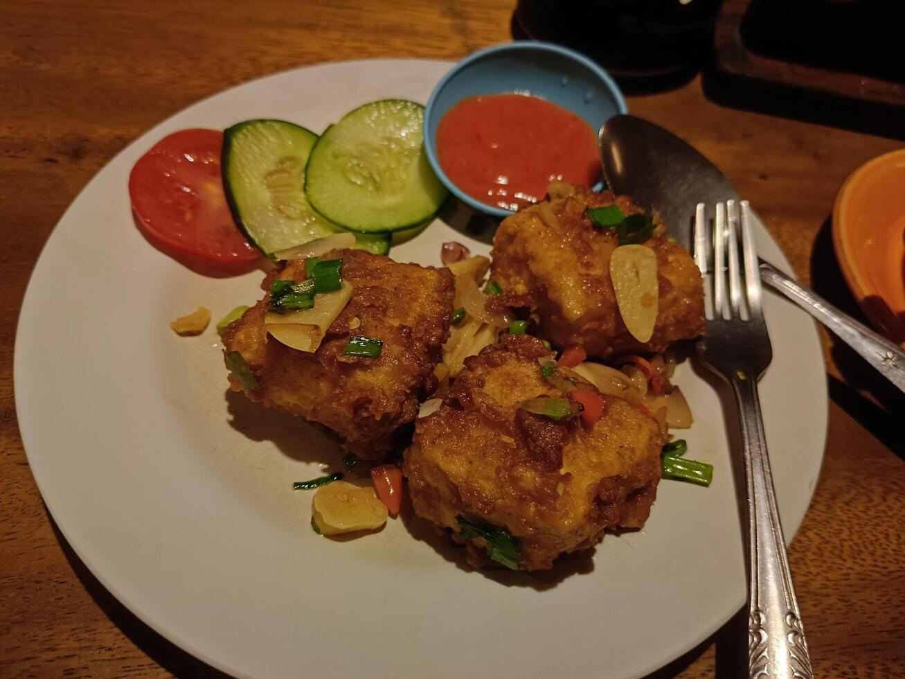 View of fried snack on the plate photo