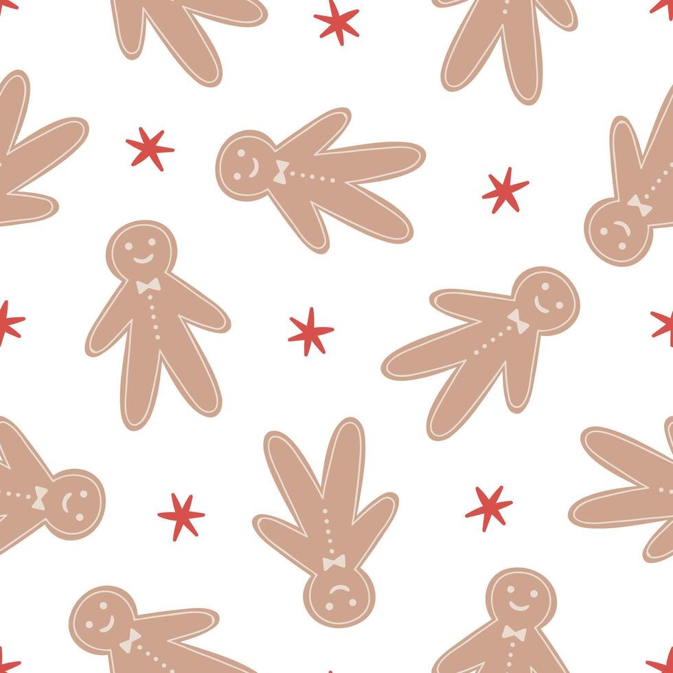 Gingerbread Cookie Pattern Christmas Cookie Background vector