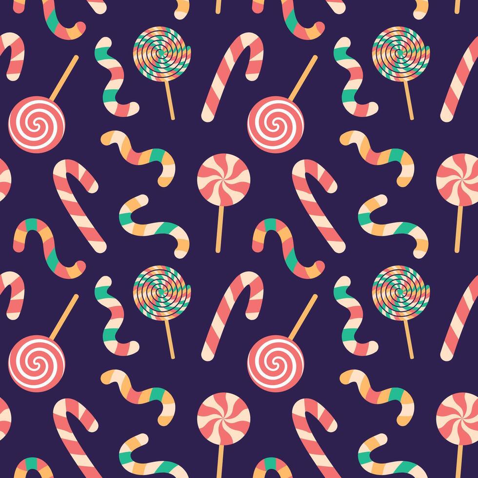 Seamless pattern of candies. Holiday texture, pagking design vector