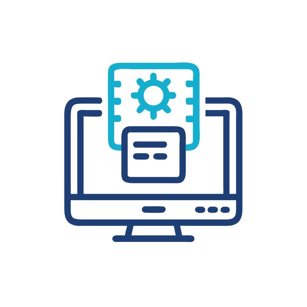 a computer screen with a gear icon vector