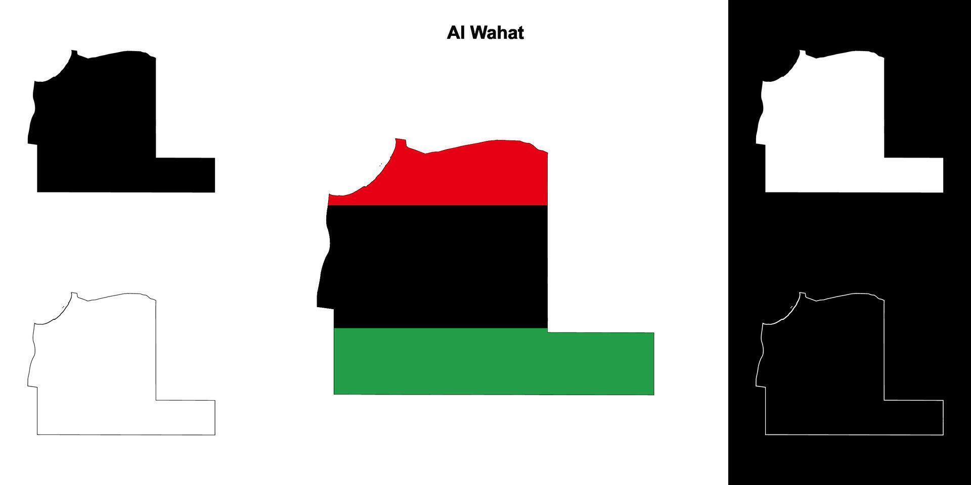 Al Wahat district outline map set vector