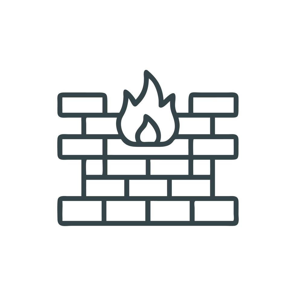 firewall icon, line icon, illustration, style vector