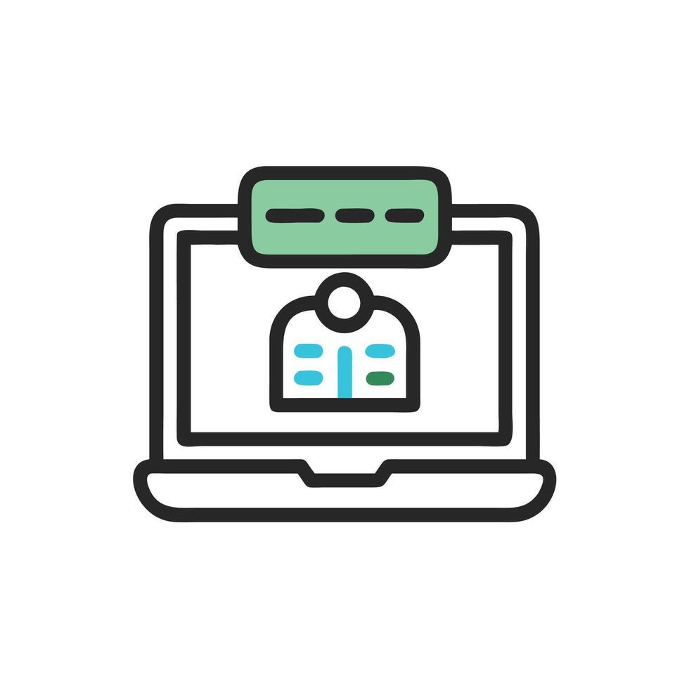 a laptop with a person on it and a computer vector