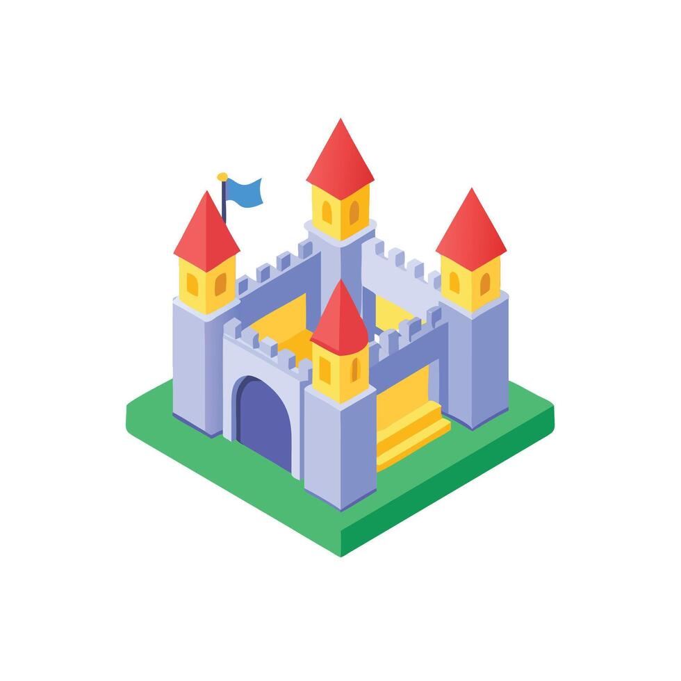 a castle with a flag on top of it vector