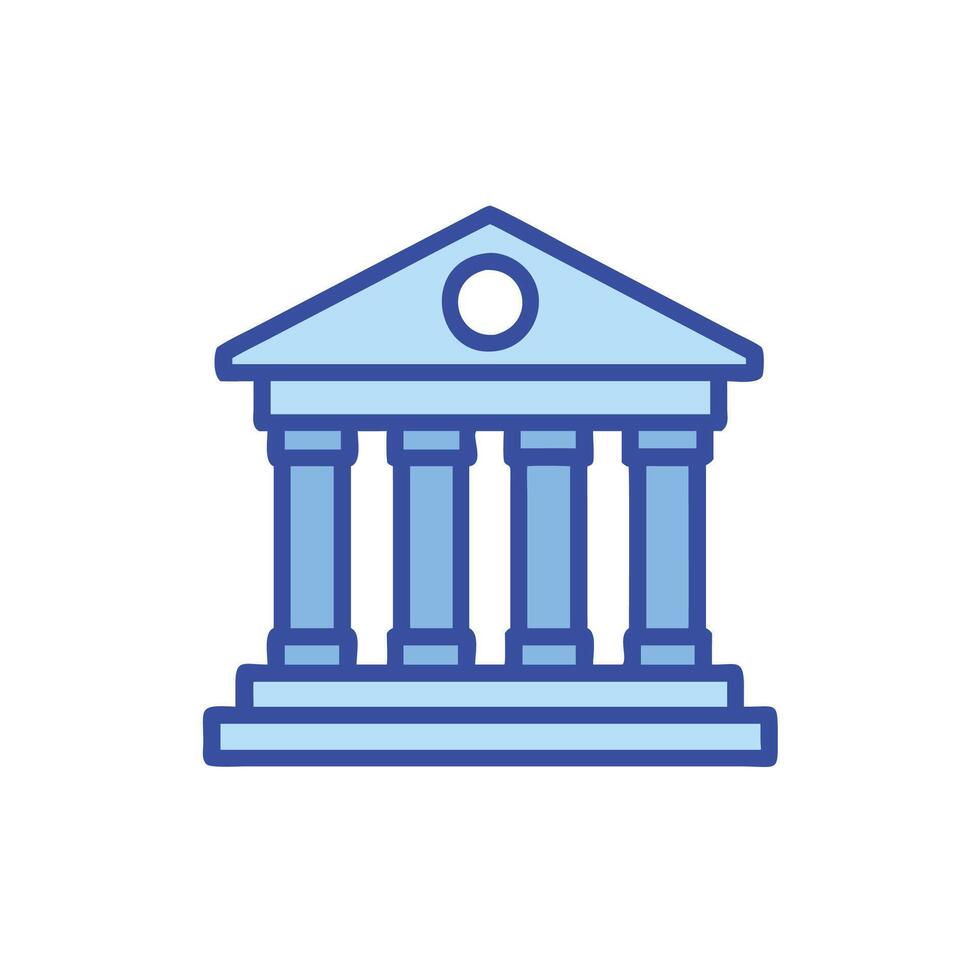 a building with columns and a clock icon vector