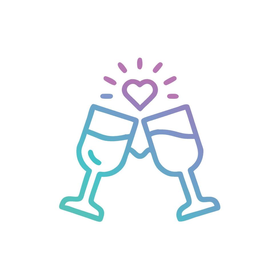 two glasses of wine with a heart in the middle vector