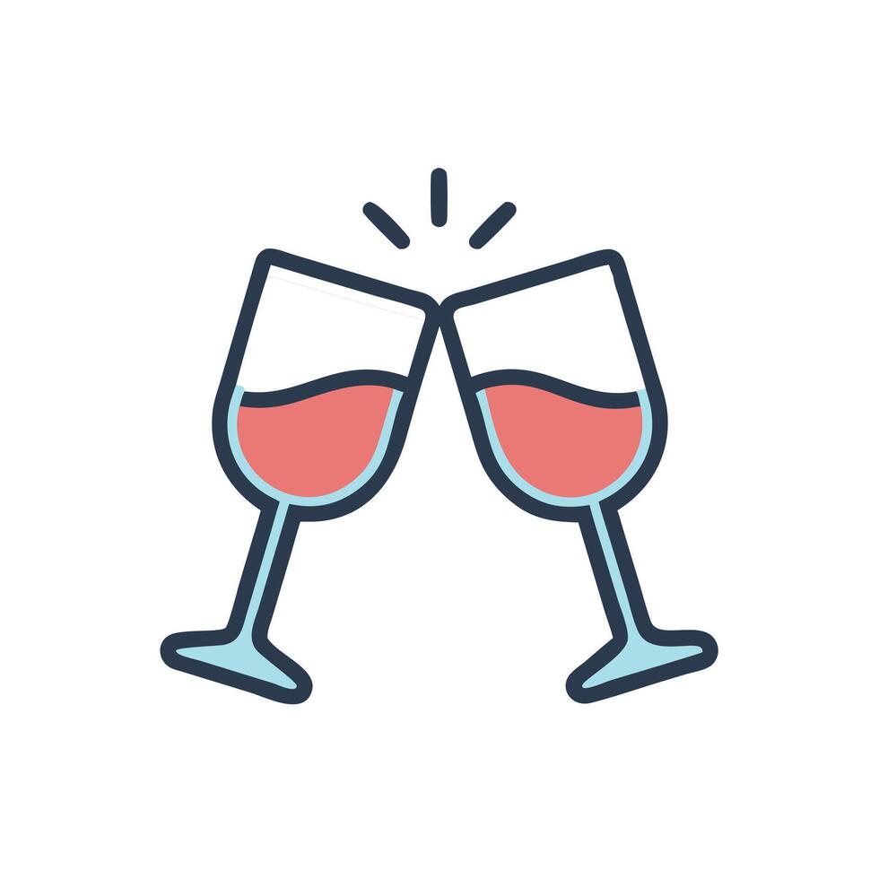 two glasses of wine are toasting each other vector