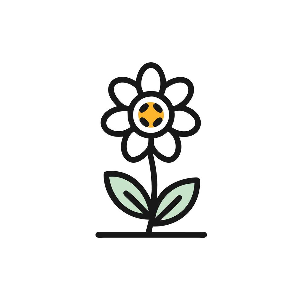 a flower with a yellow center is shown in a line style vector