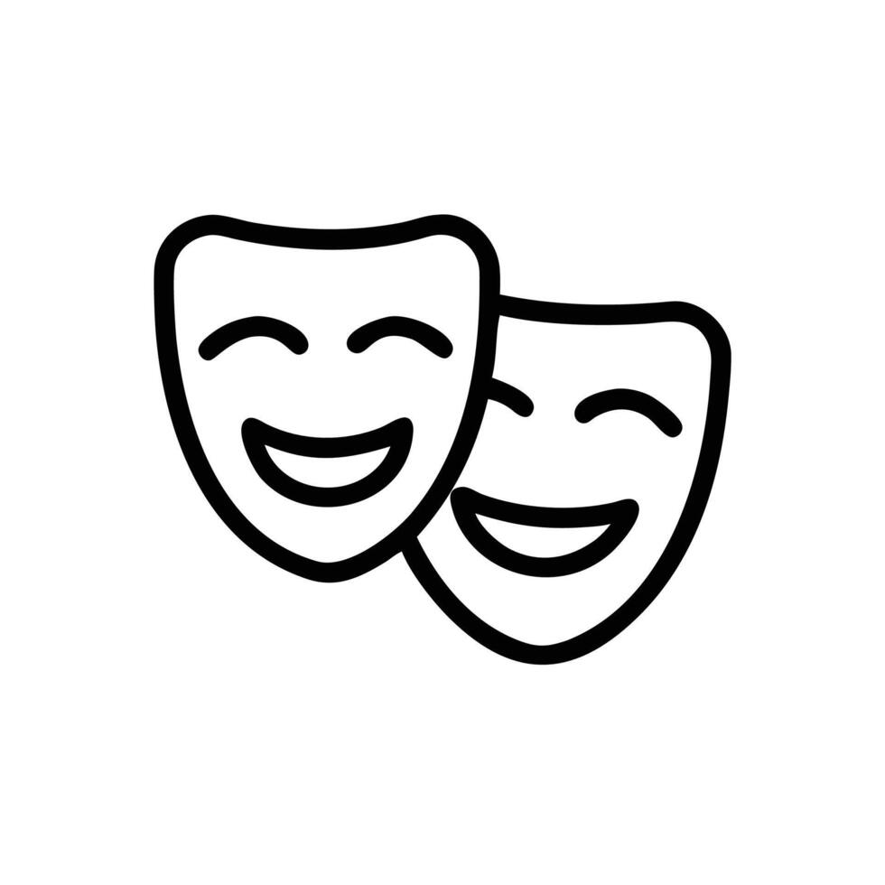 two black and white theater masks on a white background vector