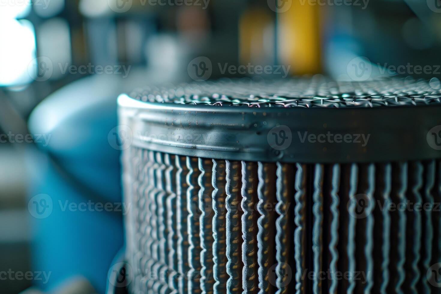 Close up of a round engine air filter with a shallow depth of field photo