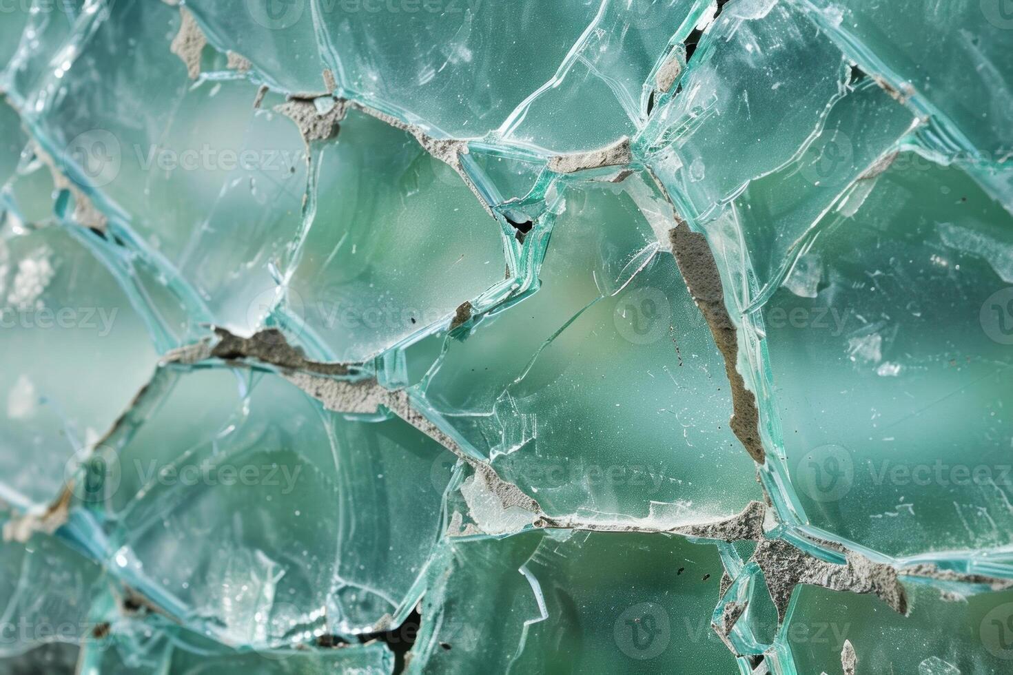 Broken safety glass showing abstract pattern of cracks photo