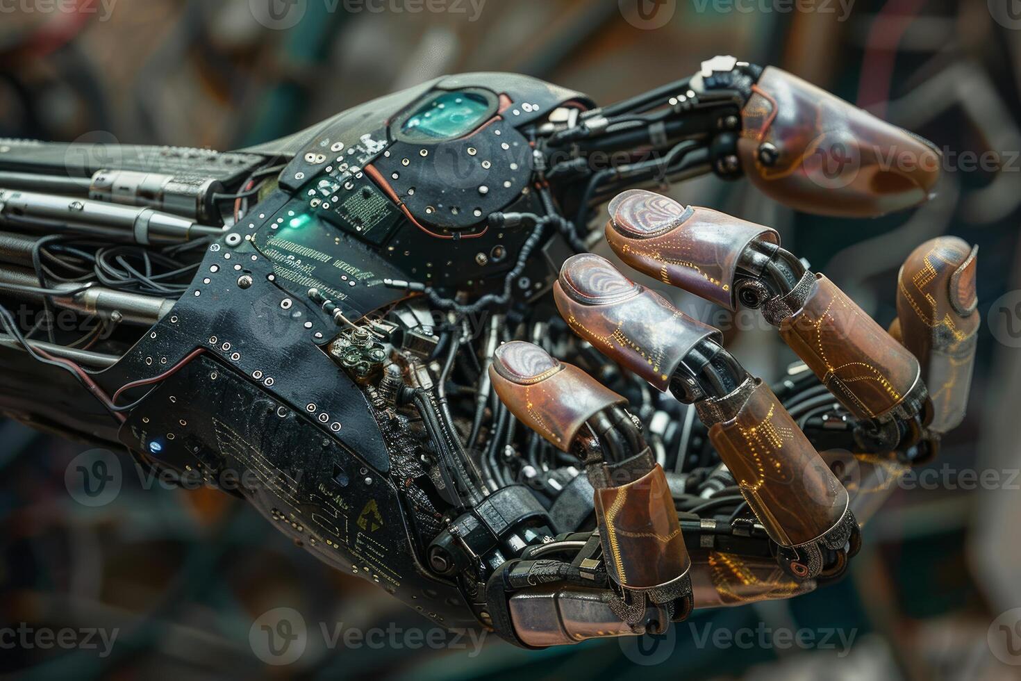 Advanced bionic hand demonstrating posing potential of robotics photo