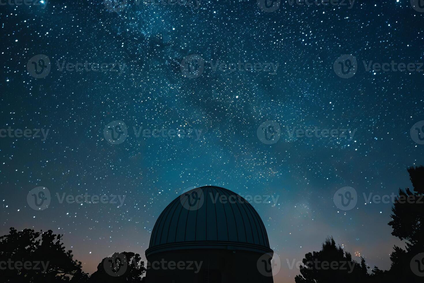 Astronomical observatory under a magnificent starry sky showing the milky way photo