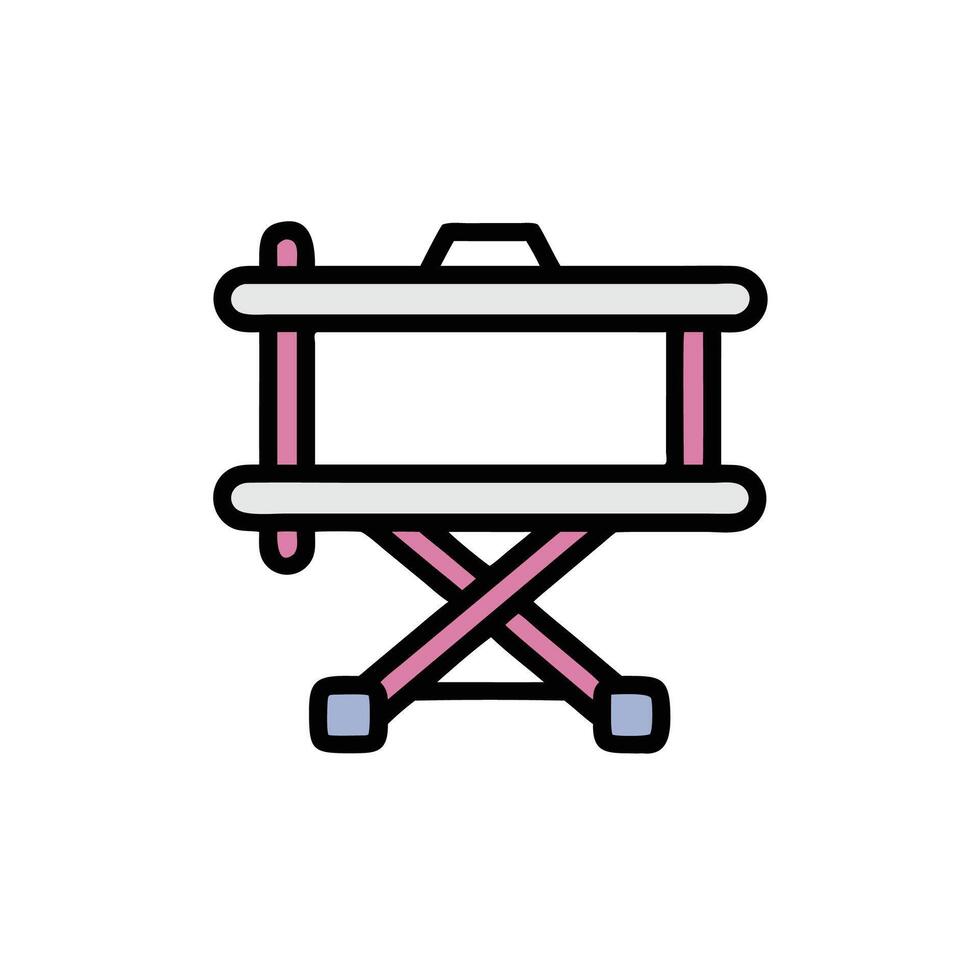 a pink and white table with a chair on it vector