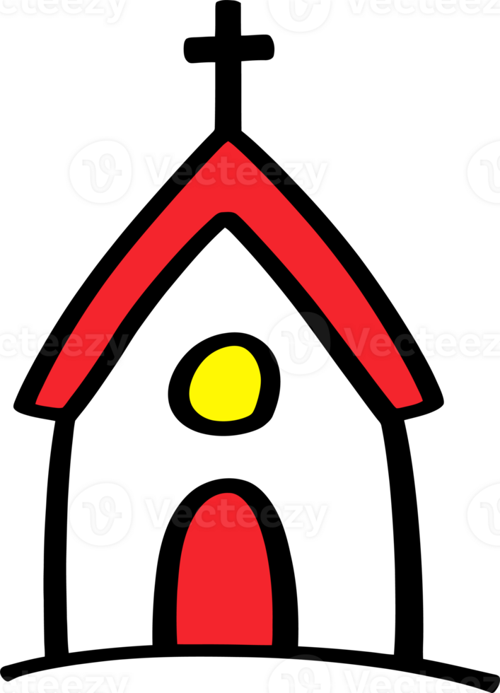 Simple Cartoon House with Red Roof and Yellow Window - Illustration for Kids png