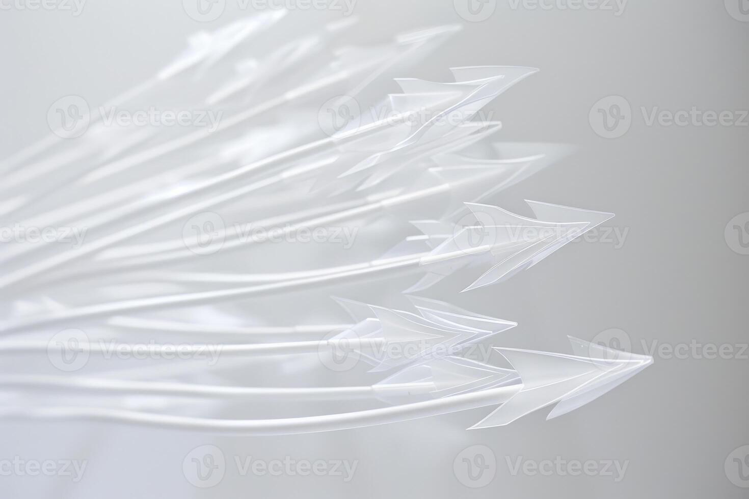 Bundle of white translucent arrows pointing to the right on a white background photo