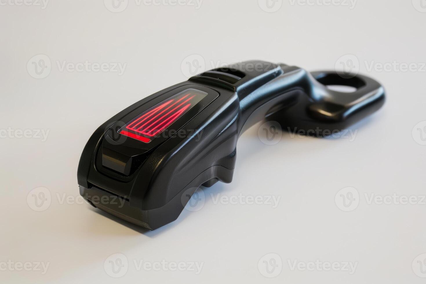 Modern metal detector emitting red light signal photo
