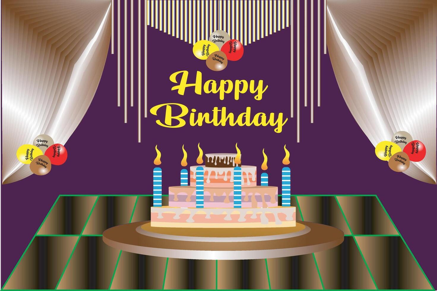 Happy birthday celebration background design with luxurious podium. vector