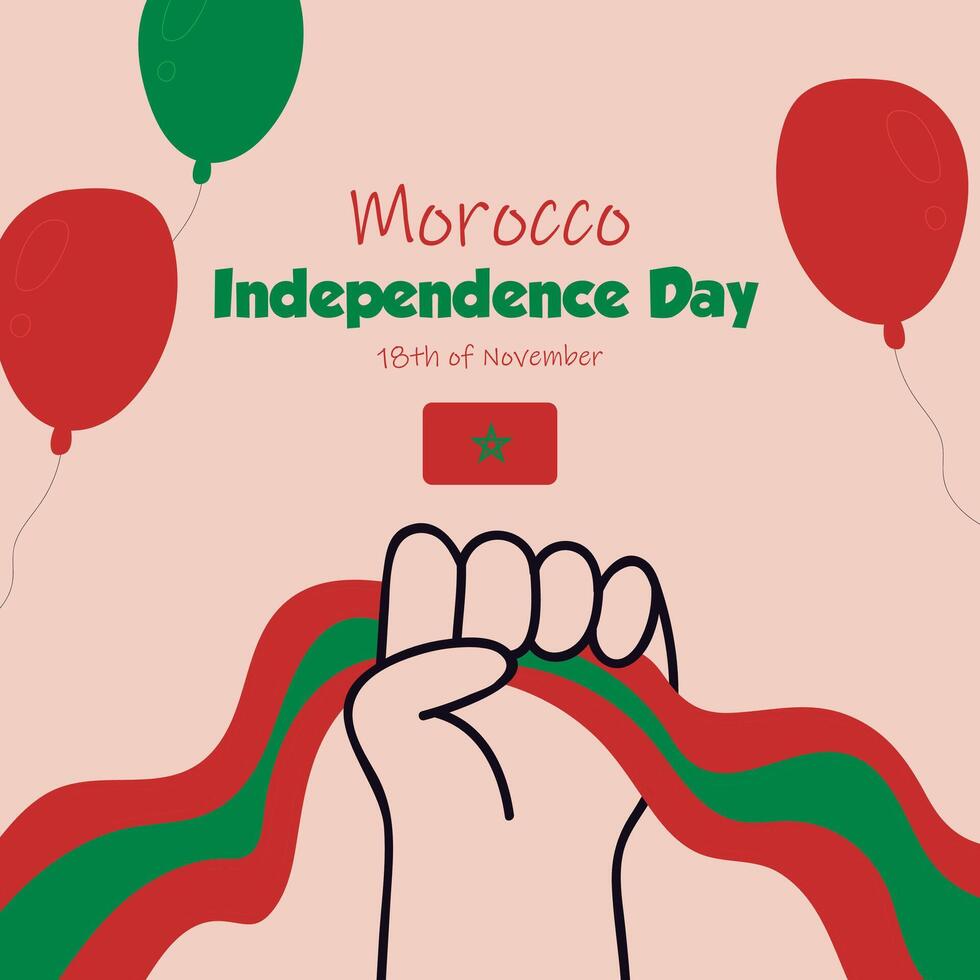Red and Green Moroccan Flag Independence Day Tribute vector
