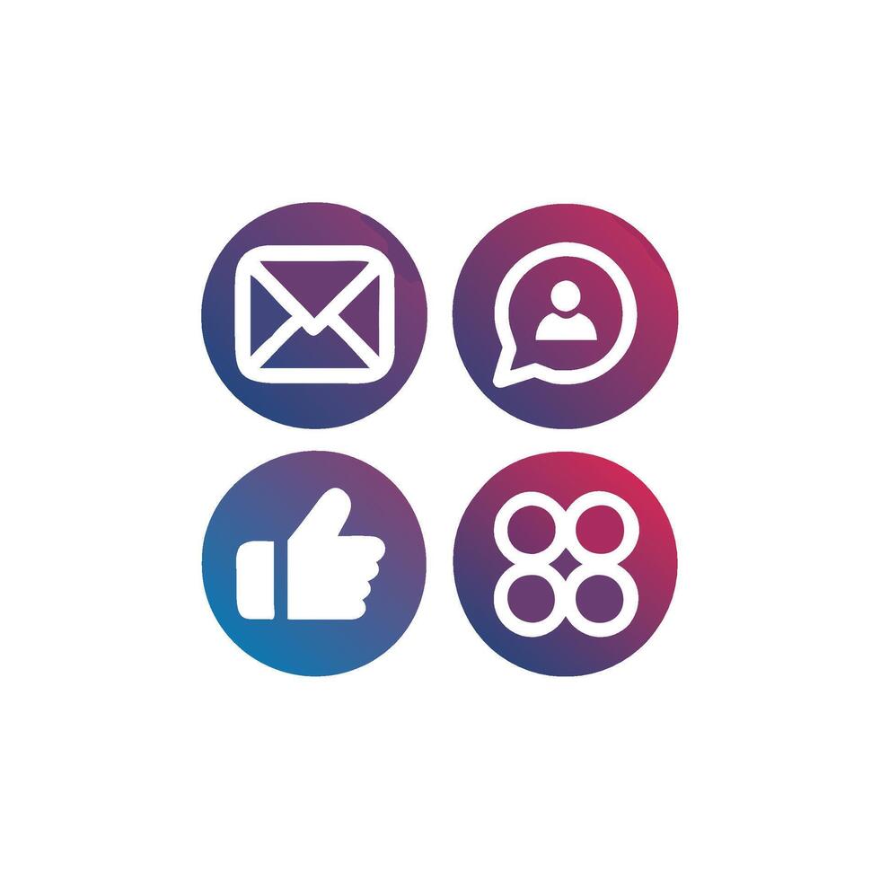four social icons with a phone, email and a thumbs up vector