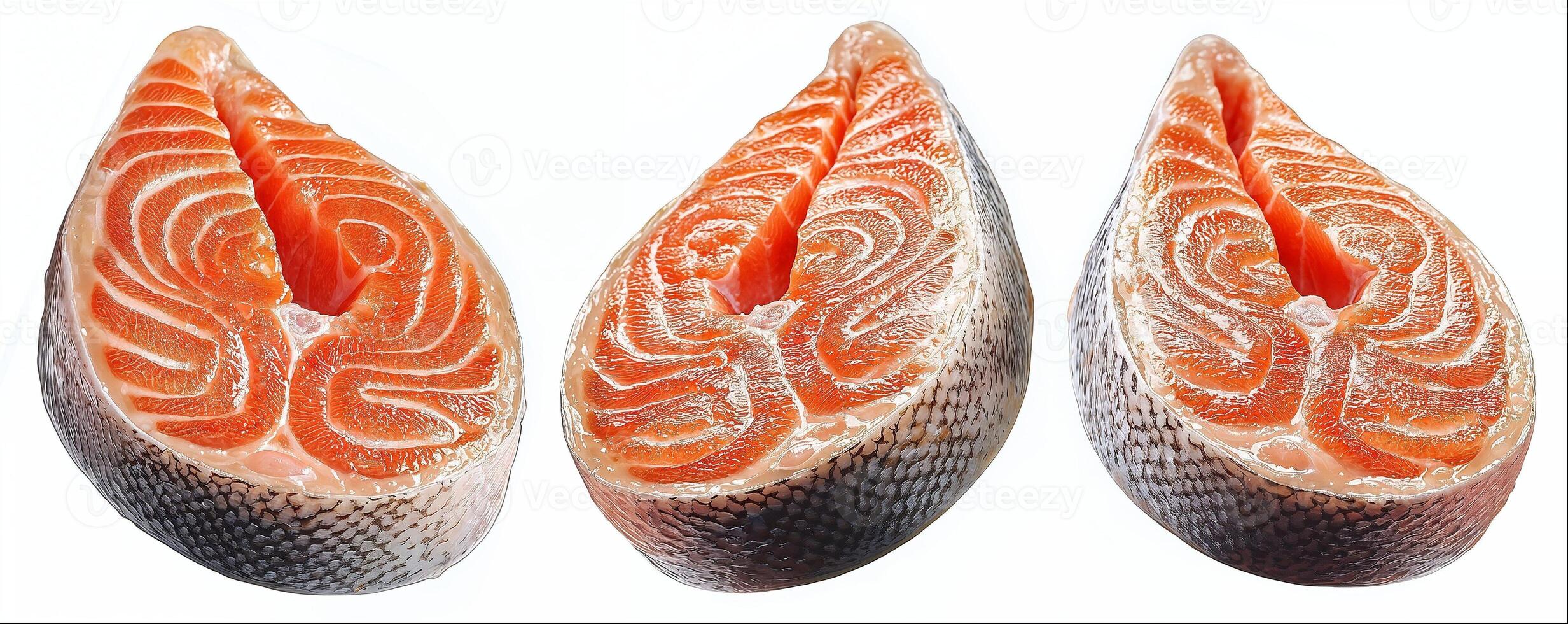Salmon steak isolated on white background, hight detailed upscaled image photo