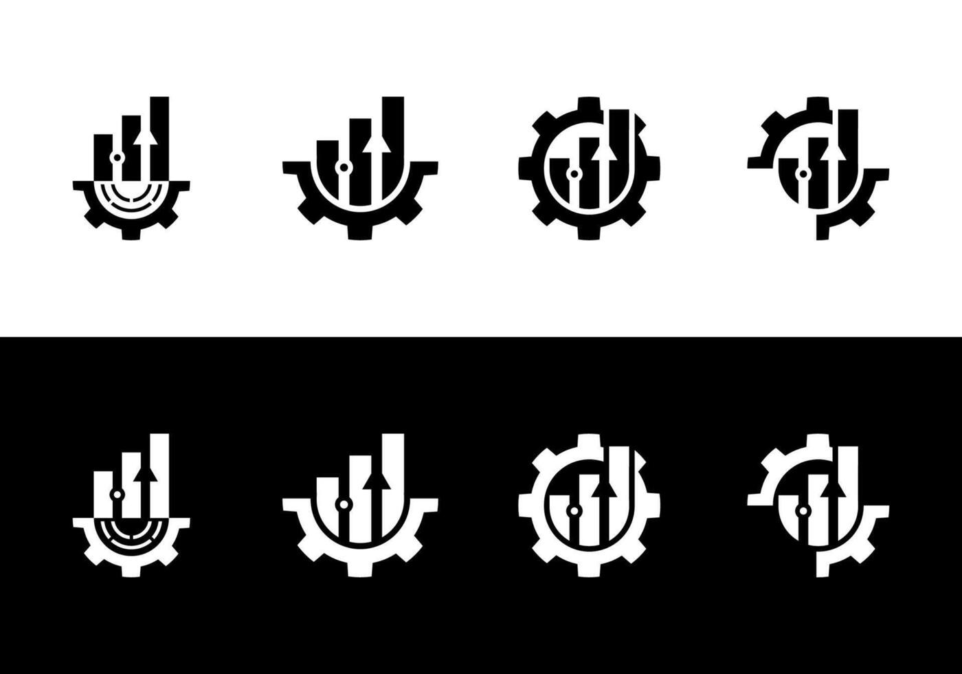 Flat symbol design icons set productivity, gears, growth. Suitable for mobile apps, web design, print materials, etc. vector
