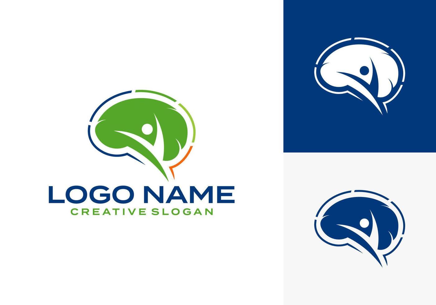 Minimalist gestalt illustration logo concept for brain care vector