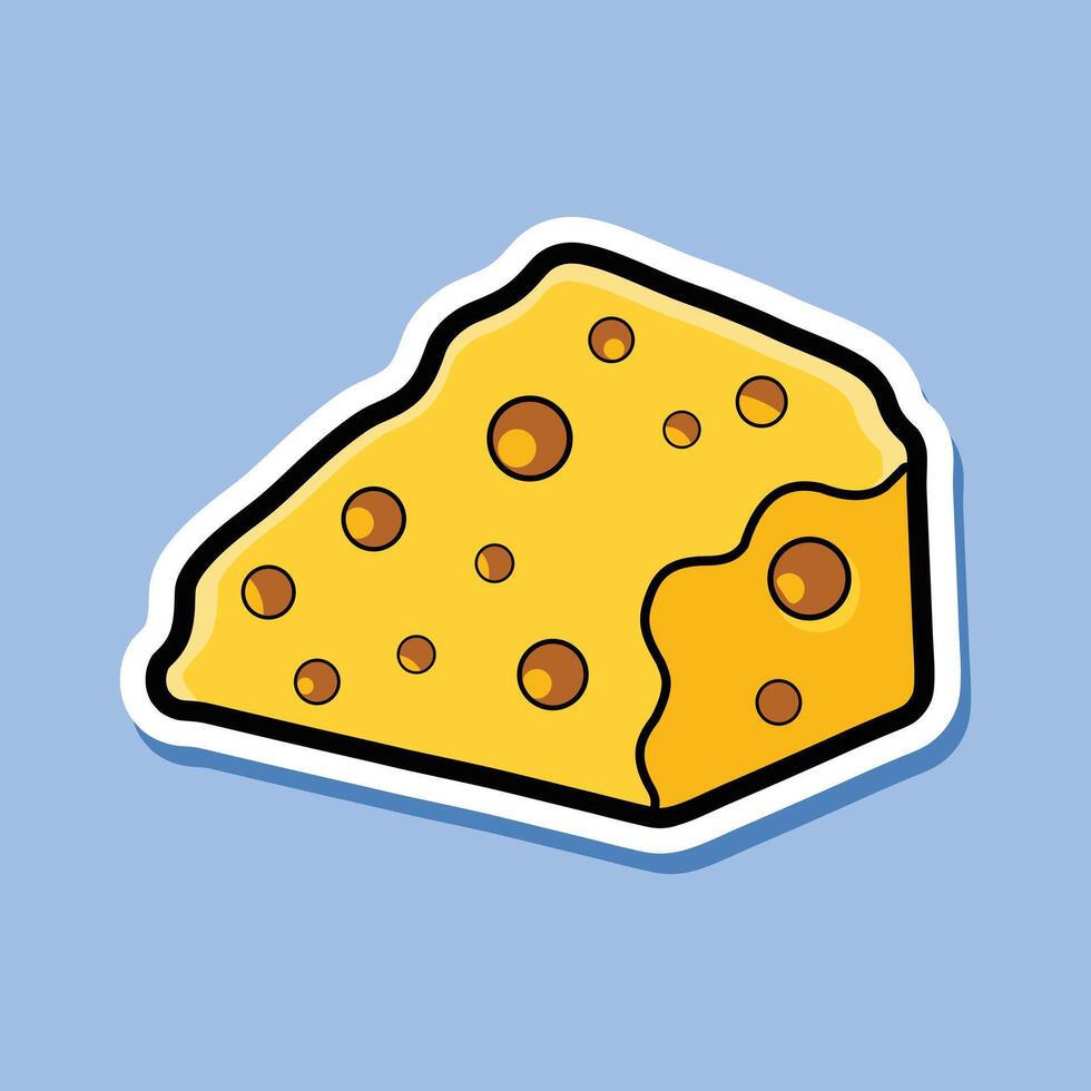 Playful Cheese Sticker with Textured Holes Cheese Textures, Dice, and Slice Design vector