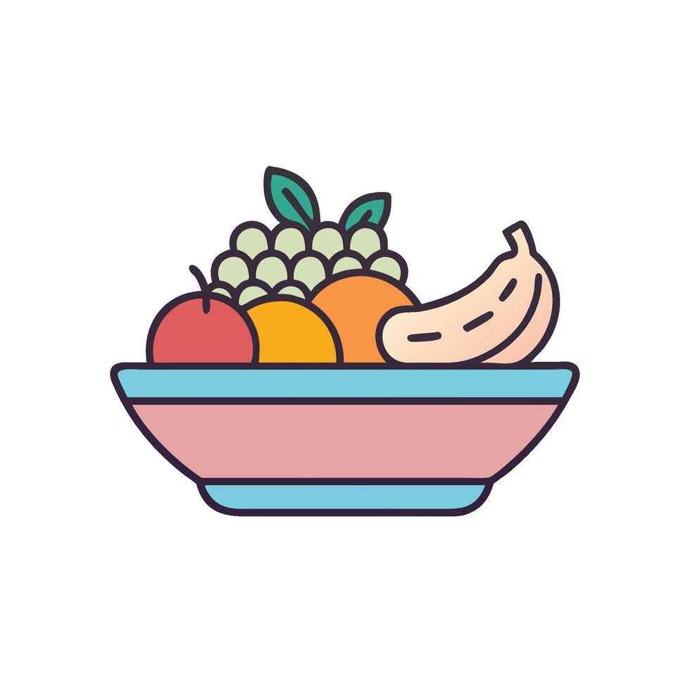 fruit bowl with bananas, grapes and apples vector