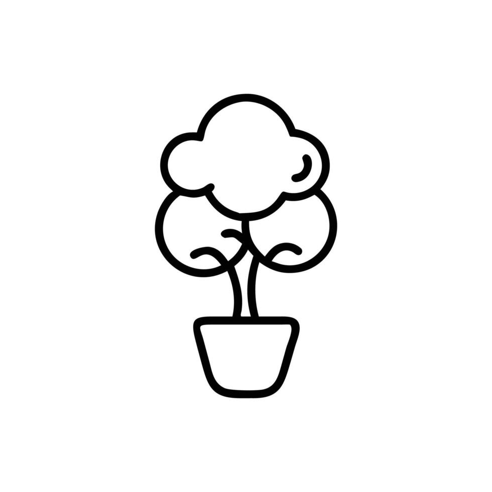 a black and white drawing of a plant in a pot vector