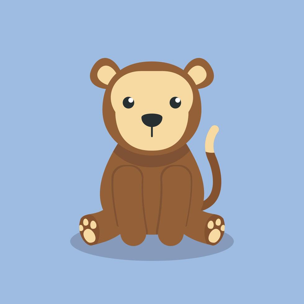 cute sitting monkey in flat design. vector