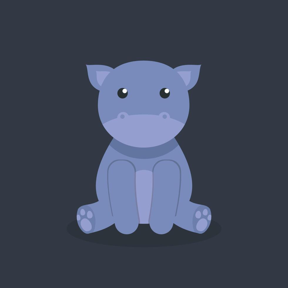 cute sitting hippopotamus in flat design vector