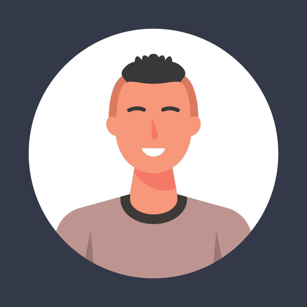 spiked hair man in circle frame in flat design vector