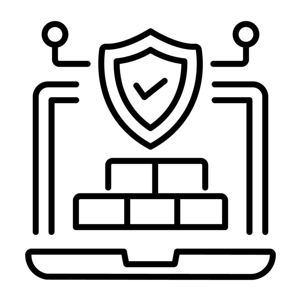 Firewall protection icon in line style vector