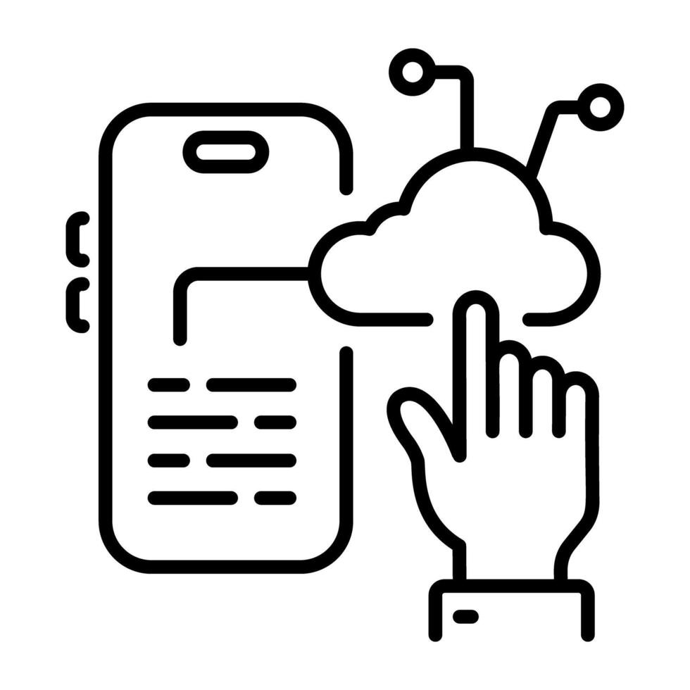 Cloud logging icon in outline style vector